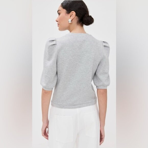 Le Bop Gray Puff Sleeve Top size Medium - Picture 2 of 3